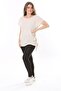 Women's Plus Size Beige Side Tie Bike Collar Short Sleeve Blouse 65N37849 - 7