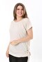 Women's Plus Size Beige Side Tie Bike Collar Short Sleeve Blouse 65N37849 - 3