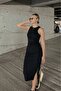Women's Black Midi Length Pencil Dress - 4
