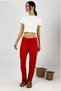 Women's Ribbed Striped Combed Cotton Report Cotton Pajama Bottoms Sweatpants Red - 2