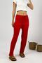 Women's Ribbed Striped Combed Cotton Report Cotton Pajama Bottoms Sweatpants Red - 6