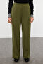 Haki Geniş Paça/Wide Leg Pilili Dokuma Kumaş Pantolon TWOSS21PL0189 - 3