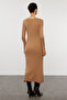 Camel Midi Knitwear Basic Sleeve Detail Dress Twoaw24El00117 - 5