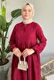 Claret Red Embroidery Dress - Patterned and Tasseled - 2