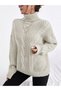 Women's fisherman neck hair braided knitwear sweater - 3