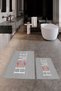 Printed Washable Non-Slip Floral Home Written Double Bathroom Carpet Mat Toilet Set