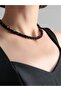 Ethnic Bohemian Spiral Rotating Model Crystal Black Colorful Stone Crystal Bead Necklace