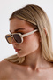 Unisex Gabriela Cream Frame Brown Glass Sunglasses with Uv400 Protection - 4