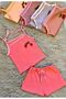 Ribbed Ribbed Shorts with Adjustable Straps, 2-Piece Set