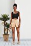 Burgu Bürümcük Fabric Mini Pleated Bottom Flared Shorts Skirt - 3