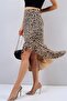 Patterned Premium Full Stretch Fabric Asymmetrical Cut Flounce Midi Slit Skirt Ete080 - 2