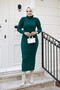 Women's Half Turtleneck Pencil Style Ribbed Fabric Dress, Suitable for Modest , Length 135cm, No Belt - 2