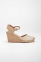 Beige Straw Detailed Wedge Heeled Shoes - 3
