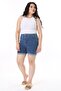 Plus Size Blue Denim Shorts - 5 Pockets, Lycra 65N38126 - 3