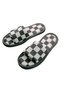 Men's Black and White Checkered Patterned Open-Front Soft Sole Home Slippers - 2
