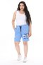 Women's Plus Size Blue Elastic Waist and Lace-Up Print and Pocket Detailed Shorts 65N38129