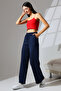 Shardonlu Combed Cotton Compact Wide Leg Winter Palazzo Sweatpants 21776 Dark Blue