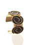 Women's Gold Color Lacquer Plated Adjustable Open Band Black Enamel Bracelet - 8