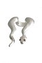 Women's Silver Color Lacquer Plated Zircon Stone Eye Detailed Adjustable Big Snake Ring - 5