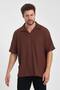 Men's Oversize Knitwear Buttonless Polo Collar T-Shirt - 2