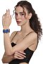 Women's Gold Color Lacquer Plated Adjustable Open Band Midnight Blue Enamel Bracelet - 6