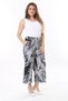 Women's Large Size Colorful Elastic Waist Side Pocket Patterned Trousers 65N37842