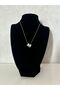 Silver Colored Stone Detailed Steel Necklace - Letter m