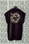 Muay Thai Sleeveless Black Sports T-Shirt with Printed Print