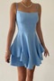 Atlas Fabric Adjustable Strap Skirt Layered Women's Mini Dress Engagement Dress 102 - 2