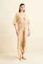 Gold Colored Glittered Channel Gathered Open Front Tunic - 3
