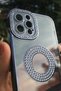 iPhone 13 Pro Compatible Case Camera Protected Stoned Shiny Logo Open Transparent Women's Cover - 2