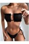 Sirene Strapless Pleated Bikini Set Black