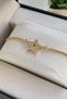 Gold Color Elevator Colorless Adjustable Zircon Stone Star Detail Women's Bracelet - 3