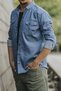Slim Fit Men's Denim Shirt Blue - 4