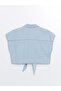 Short Sleeve Crop Women's Jean Shirt - Straight Cut - 7