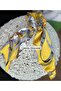 Trend Fashion Elastic Chain Belt Motif Patterned Foulard Shawl Scarf Pendant Buckle Yellow Satin - 3