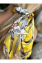 Trend Fashion Elastic Chain Belt Motif Patterned Foulard Shawl Scarf Pendant Buckle Yellow Satin - 2