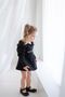 Girl's Cotton Single Jersey Black Standard Fit Hooded Zipper Collar Dress - 2