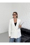 Oversize White Striped Blazer Jacket - 4