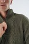 Men's Khaki Stand Collar Zippered Half Fisherman Wool Knitwear Knitted Sweater Trist-5325 - 6