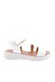 Women's Row and Cross Strap Ankle Velcro Strap Zenne Sandals White Genuine Leather 86132110