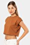 100% Cotton Wadded Look Women's Sleeveless Crop T-Shirt - 2