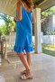Women's Cobalt Blue Strap Dress with Soft Texture and Flounces Bst3653 - 3