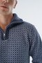 Men's Navy Blue Truck Collar Jacquard Tricolor Zippered Wool Knitwear Knitted Sweater Trist-5340 - 7
