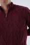 Men's Burgundy Stand Collar Short Zipper Knitted Wool Knitwear Knitted Sweater Trist-5344 - 7