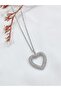 Women's Steel Heart Necklace with Zircon Embellished - 2