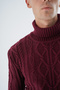 Men's Burgundy Turtleneck Braided Wool Knitwear Knitted Sweater Trist-5338 - 6