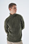Men's Khaki Turtleneck Braided Wool Knitwear Knitted Sweater Trist-5336 - 3