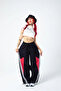 Y2k أحمر أبيض مخطط أسود قماش المظلة Sweatpants للجنسين - 2