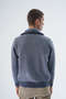 Men's Indigo Truck Collar Jacquard Tricolor Zippered Wool Knitwear Knitted Sweater Trist-5340 - 4